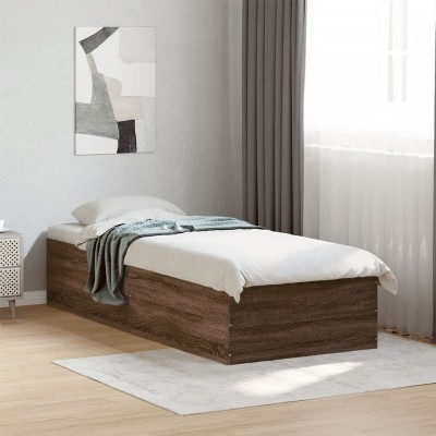 Estructura de cama madera de ingeniería marrón roble 100x200 cm