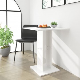 Mesa de bistró madera contrachapada blanco brillo 60x60x75 cm