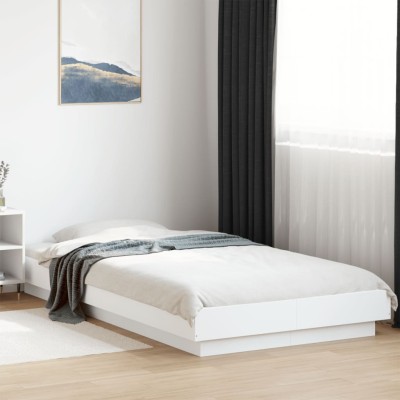 Estructura de cama con LED madera ingeniería blanco 100x200 cm
