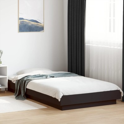 Estructura cama con luces LED madera ingeniería negro 90x190 cm