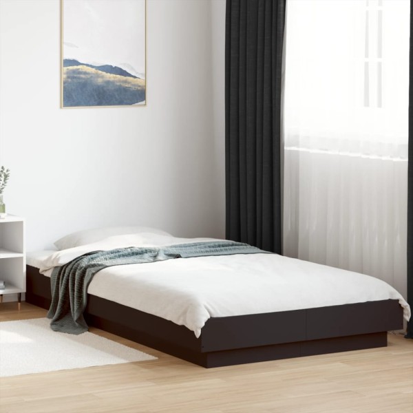 Estructura cama con luces LED madera ingeniería negro 90x190 cm