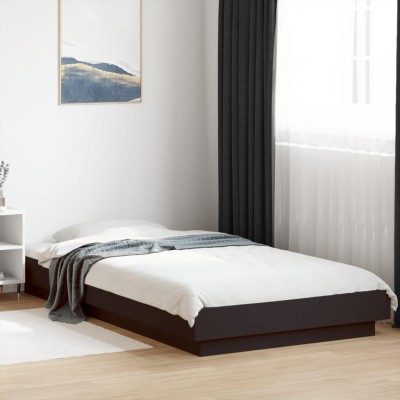 Estructura cama con luces LED madera ingeniería negro 75x190 cm