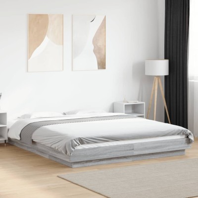 Estructura de cama madera de ingeniería gris Sonoma 160x200 cm