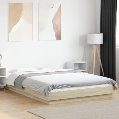 Estructura de cama madera de ingeniería roble Sonoma 140x200 cm