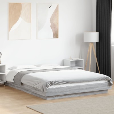 Estructura de cama madera de ingeniería gris Sonoma 140x190 cm