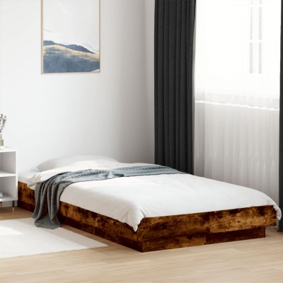 Estructura de cama madera de ingeniería roble ahumado 90x190 cm