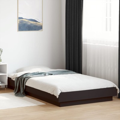 Estructura de cama madera de ingeniería negra 75x190 cm
