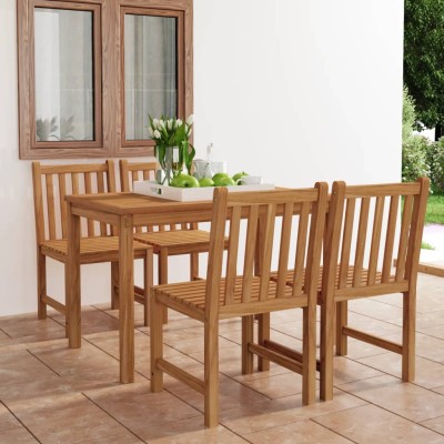 Conjunto de comedor de jardín de 5 piezas, 120 x 70 cm, madera maciza de teca