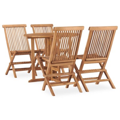 Set de comedor de jardín plegable 5 pzas madera maciza de teca