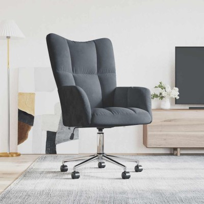 Sillón de relax de terciopelo gris oscuro