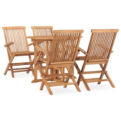 Set de comedor de jardín plegable 5 pzas madera maciza de teca