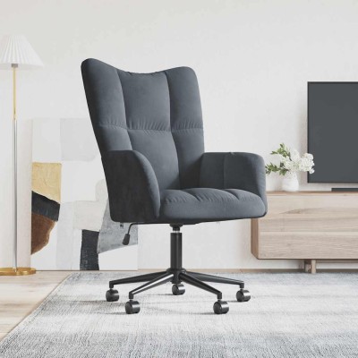 Sillón de relax de terciopelo gris oscuro