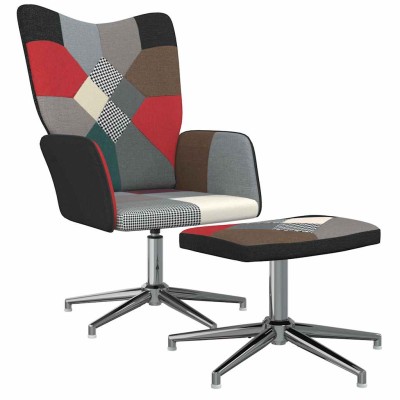 Silla de relax con taburete tela patchwork