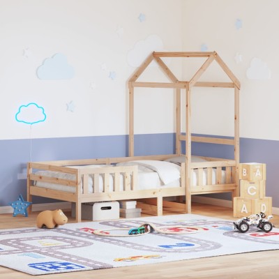 Estructura de cama con techo madera maciza de pino 75x190 cm