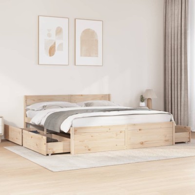 Estructura de cama sin colchón madera maciza de pino 200x200 cm
