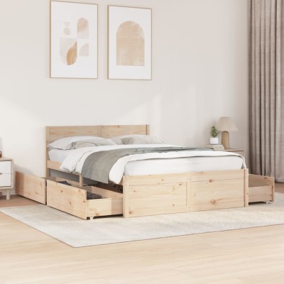 Estructura de cama sin colchón madera maciza de pino 120x190 cm