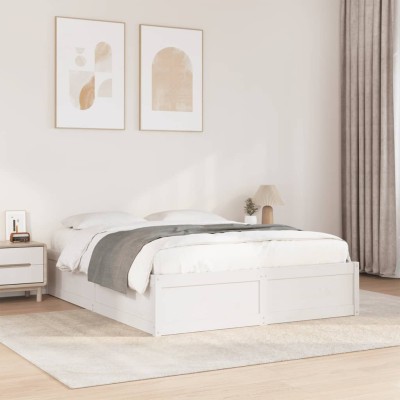 Estructura de cama sin colchón madera de pino blanca 140x190 cm