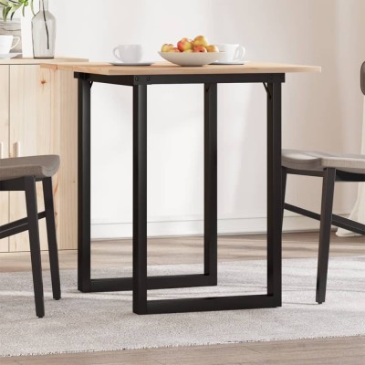Mesa de comedor marco O madera maciza pino y acero 60x60x75 cm