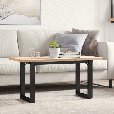 Mesa de centro marco O madera maciza pino y acero 90x40x45,5 cm