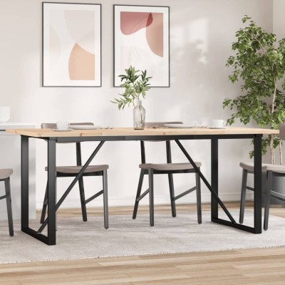 Mesa de comedor marco O madera maciza pino acero 180x90x75,5 cm