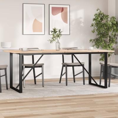 Mesa de comedor marco O madera maciza pino acero 200x100x75,5cm
