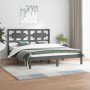 Estructura de cama de madera maciza de pino gris 200x200 cm