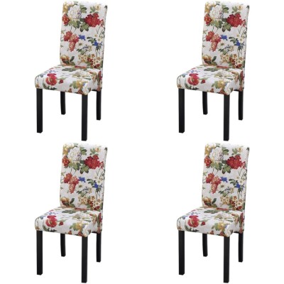 Sillas de comedor 4 unidades tela multicolor