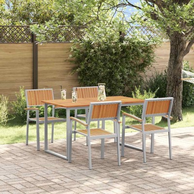 Conjunto de Comedor de Jardín 5 pcs Gris y marrón