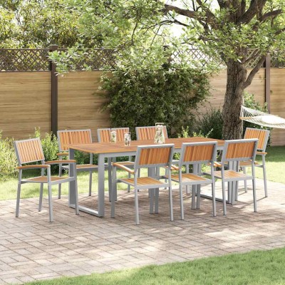 Conjunto de Comedor de Jardín 9 pcs Gris y marrón