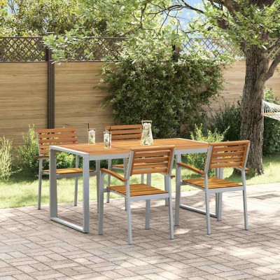 Conjunto de Comedor de Jardín 5 pcs Gris y marrón