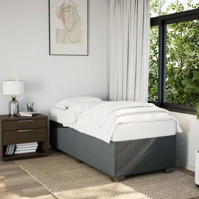 Estructura de cama sin colchón tela gris oscuro 80x200 cm