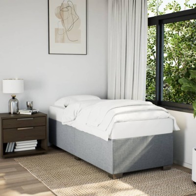 Estructura de cama sin colchón tela gris claro 90x200 cm