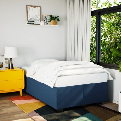 Estructura de cama sin colchón tela azul 120x190 cm