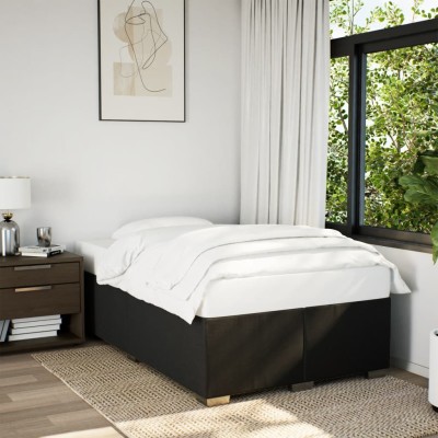 Estructura de cama sin colchón tela negro 120x200 cm