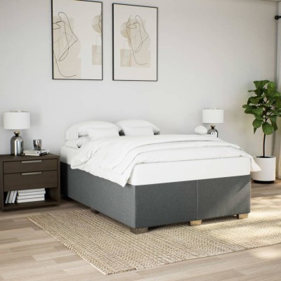 Estructura de cama sin colchón tela gris oscuro 140x200 cm