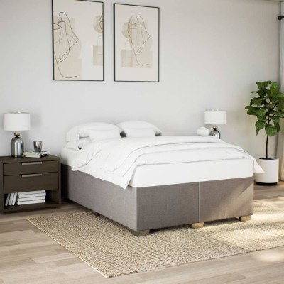 Cama sin colchón tela gris taupe 140x200 cm