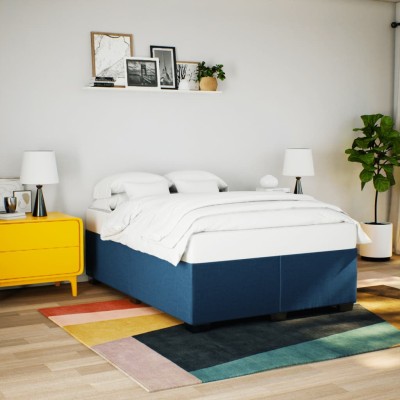 Cama sin colchón tela azul 160x200 cm