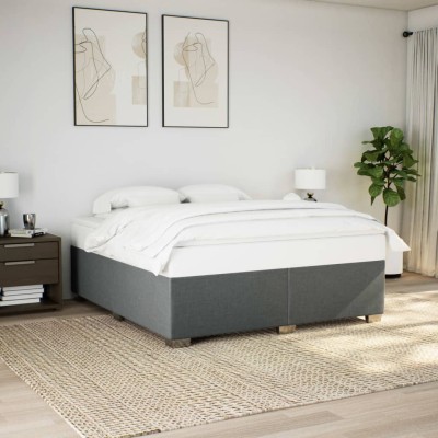 Cama sin colchón tela gris oscuro 200x200 cm