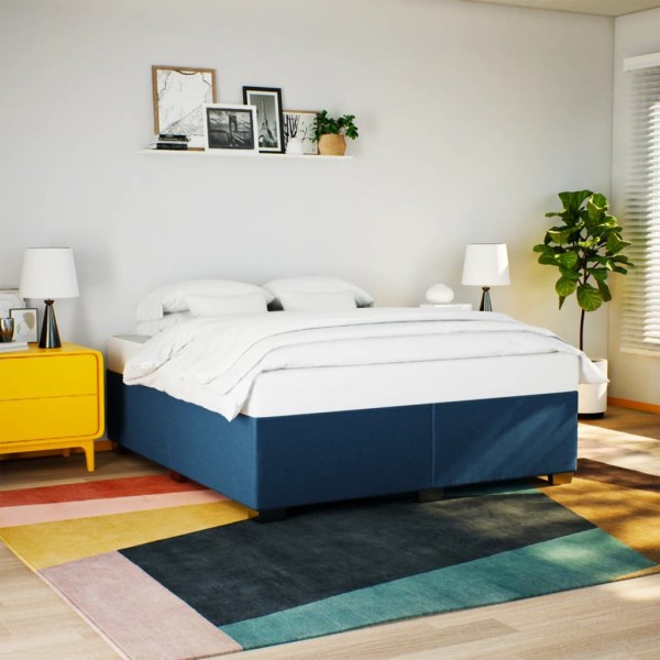 Cama sin colchón tela azul 200x200 cm