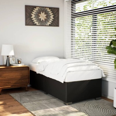 Estructura de cama sin colchón cuero sintético negro 90x190 cm