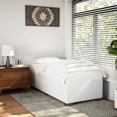 Estructura de cama sin colchón cuero sintético blanco 100x200cm