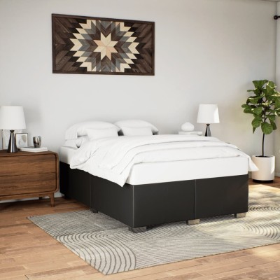 Estructura de cama sin colchón cuero sintético negro 140x190 cm