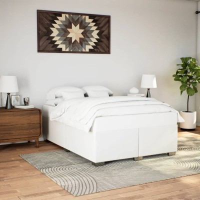 Estructura de cama sin colchón cuero sintético blanco 140x200cm