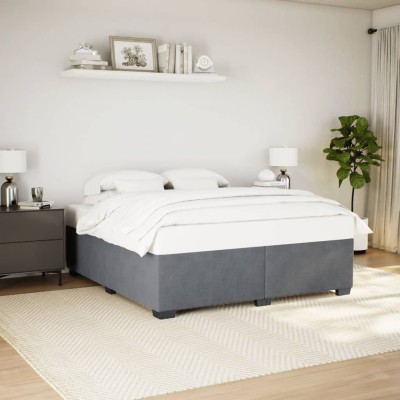 Estructura cama sin colchón terciopelo gris oscuro 200x200 cm