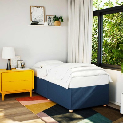 Estructura de cama sin colchón tela azul 90x200 cm