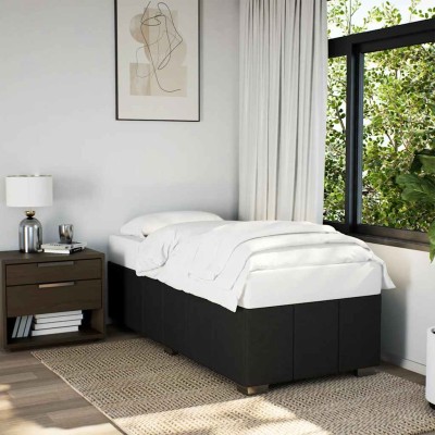 Estructura de cama sin colchón tela negro 100x200 cm
