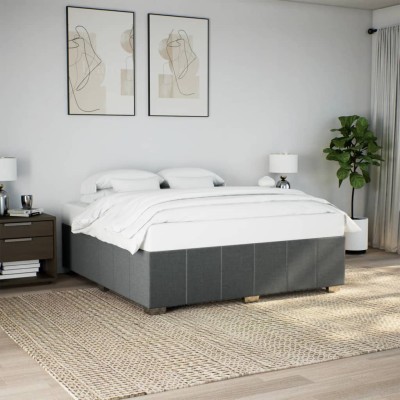 Cama sin colchón de tela gris oscuro 180x200 cm