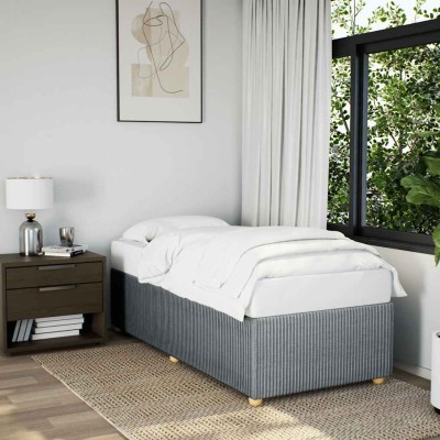Estructura de cama sin colchón tela gris claro 90x200 cm