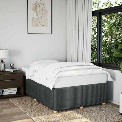Estructura de cama sin colchón tela gris oscuro 120x190 cm