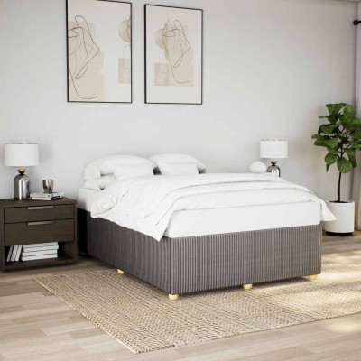Cama sin colchón tela gris taupe 160x200 cm